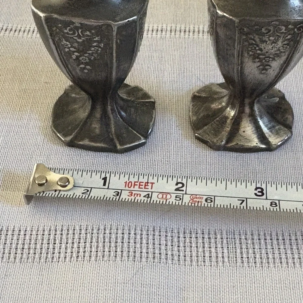 VTG Astor Salt Pepper Shaker Set By Poole‎ Silver Plate On Pewter Art Nouveau